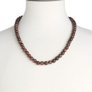 Blackjack Genuine Red Tiger Eye Necklace and Bracelet 2 Piece Set